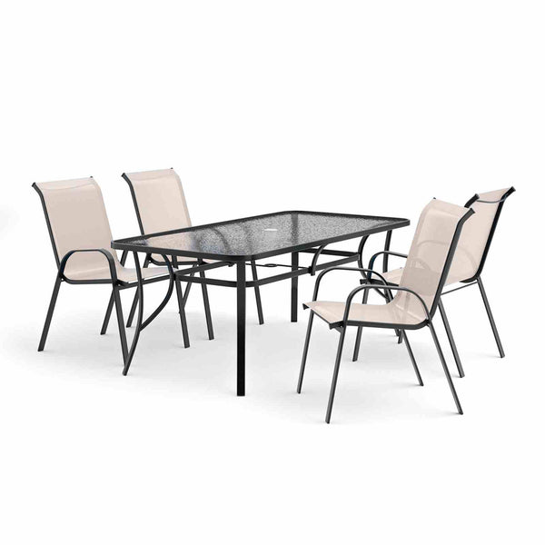 Pierro Beige 5-Piece Outdoor Dining Set