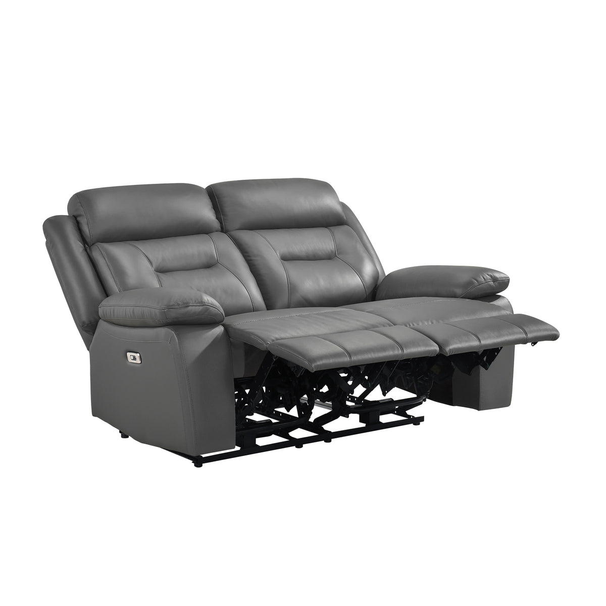 Laconia Dark Gray Leather Power Double Reclining Living Room Set from Homelegance - Luna Furniture