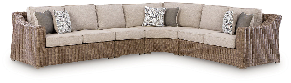 Laguna Heights Beige 4-Piece Outdoor Sectional from Ashley Furniture - Luna Furniture