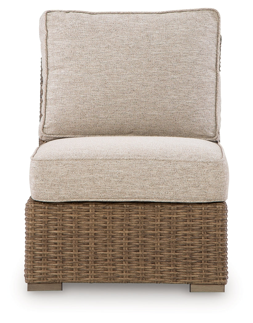 Laguna Heights Beige Outdoor Armless Chair with Cushion from Ashley Furniture - Luna Furniture