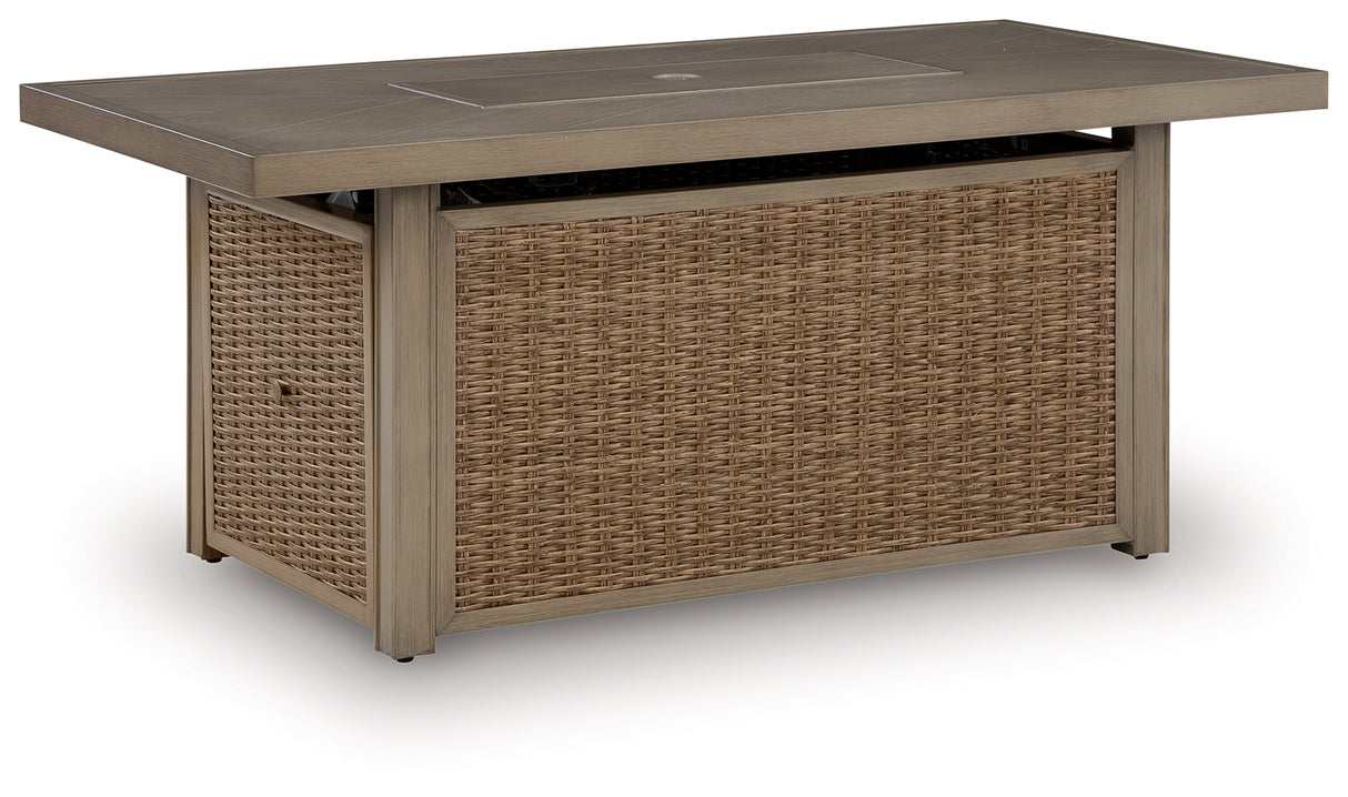 Laguna Heights Beige Outdoor Fire Pit Table from Ashley Furniture - Luna Furniture