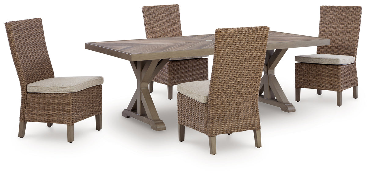 Laguna Heights Outdoor Dining Table and 4 Chairs in Beige from Ashley Furniture - Luna Furniture