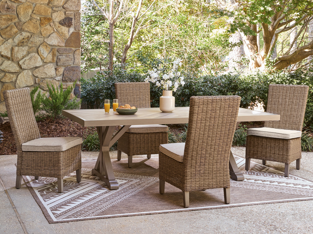 Laguna Heights Outdoor Dining Table and 4 Chairs in Beige from Ashley Furniture - Luna Furniture
