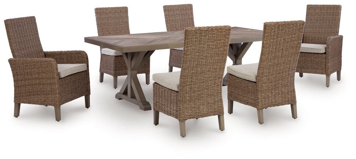 Laguna Heights Outdoor Dining Table and 6 Chairs in Beige from Ashley Furniture - Luna Furniture