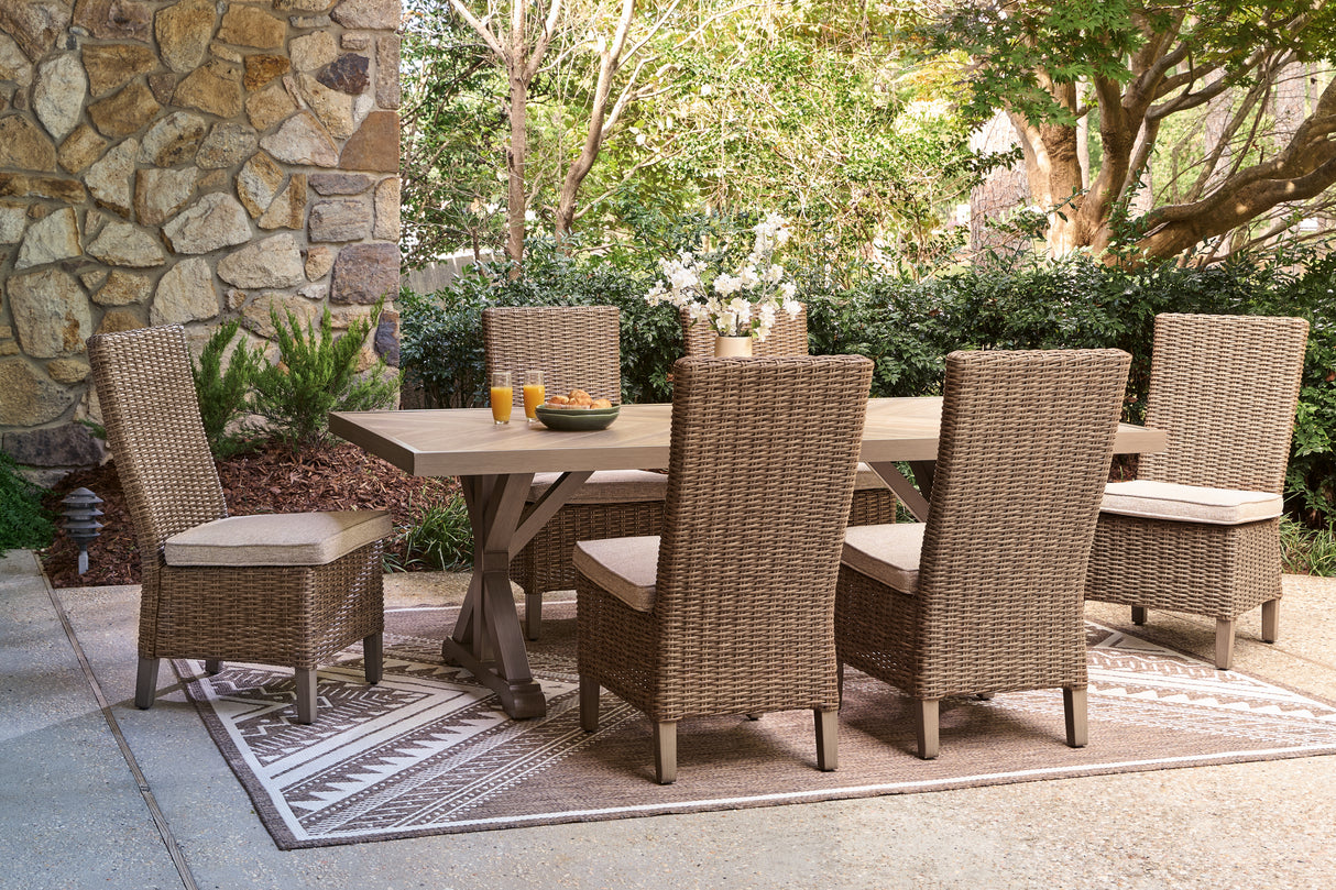 Laguna Heights Outdoor Dining Table and 6 Chairs in Beige from Ashley Furniture - Luna Furniture