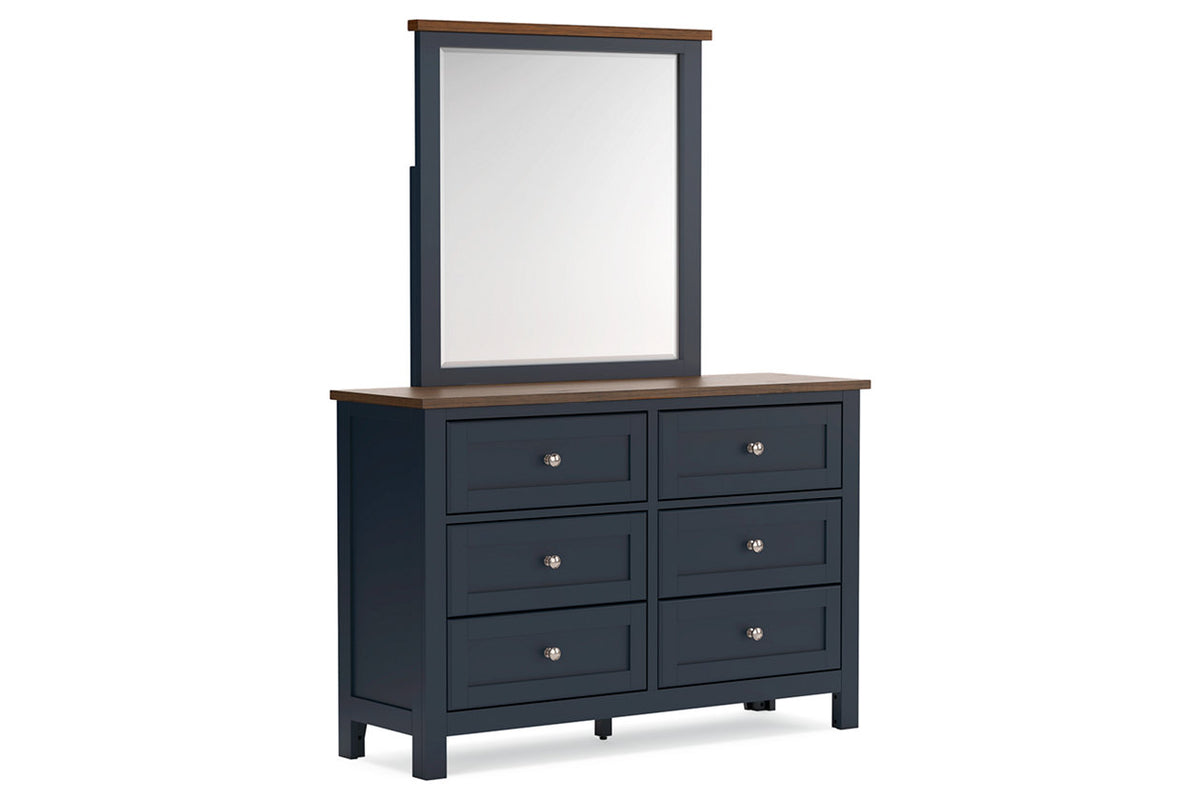 Landocken Brown/Blue Dresser and Mirror  Luna Furniture