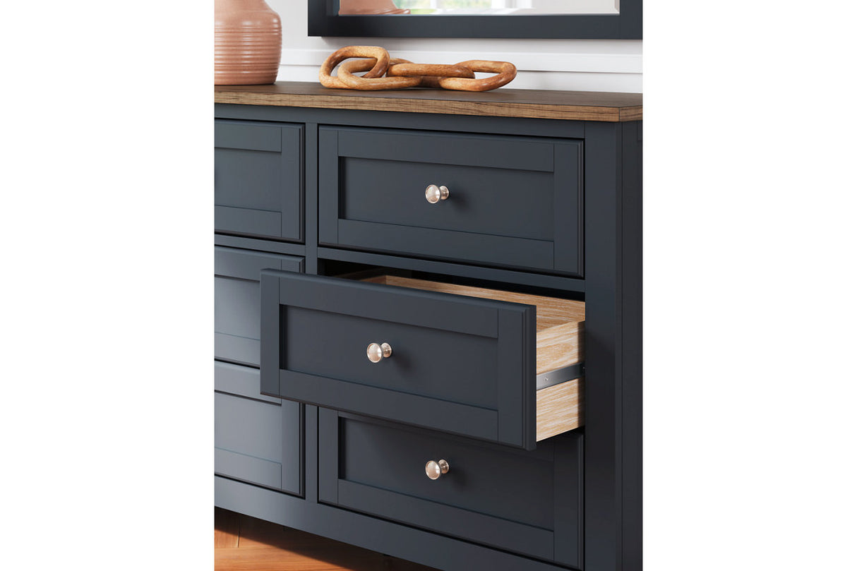 Landocken Brown/Blue Dresser and Mirror from Ashley - Luna Furniture