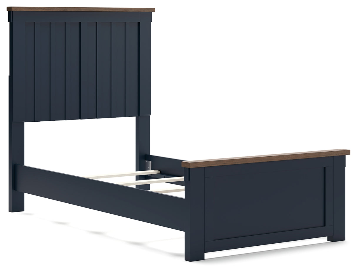 Landocken Twin Panel Bed with Dresser in Brown/Blue from Ashley - Luna Furniture