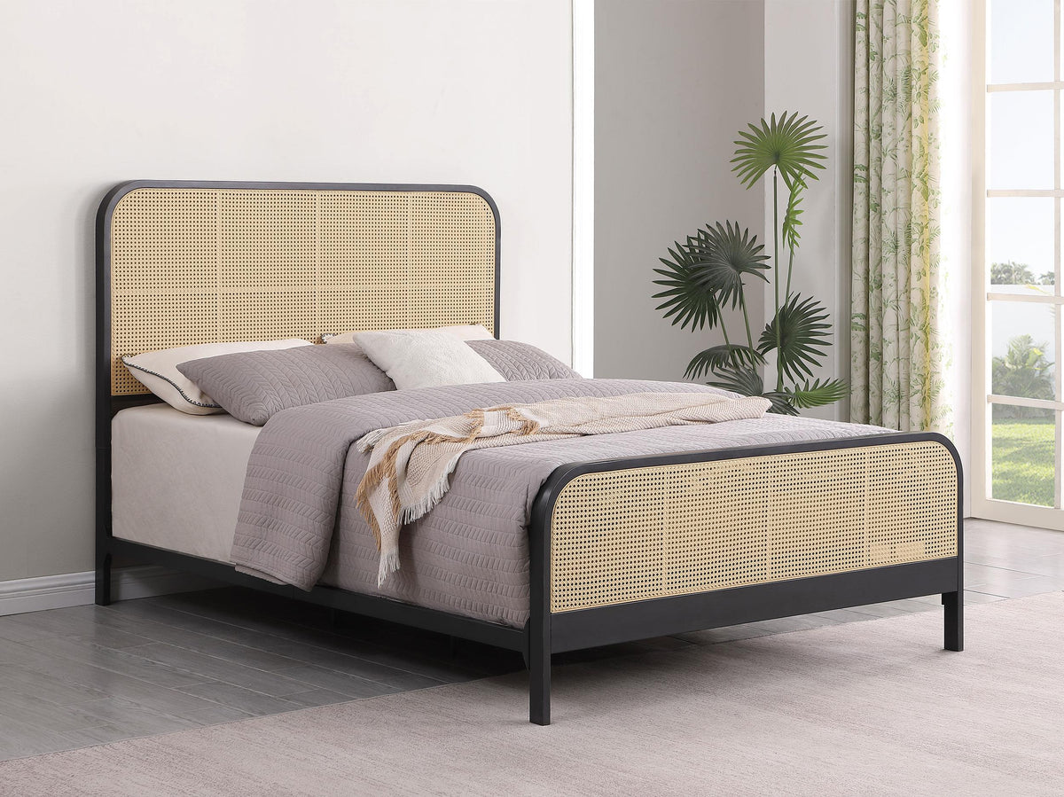 Lanewood Black Polyethylene PE Rattan Upholstered Metal Eastern King Bed from Coaster - Luna Furniture