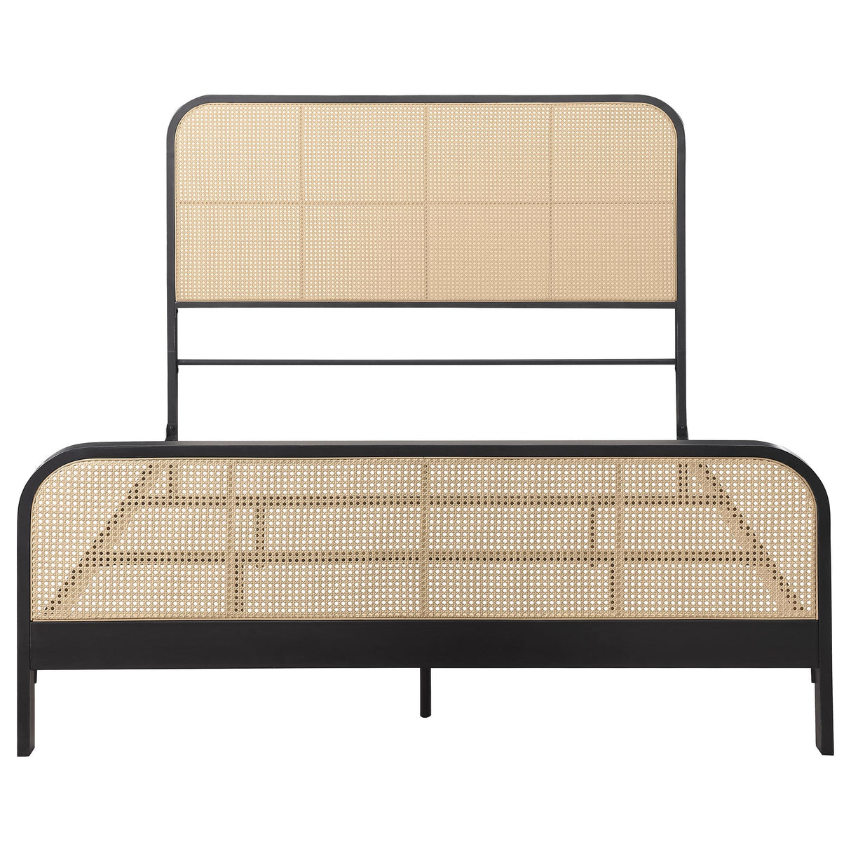 Lanewood Black Polyethylene PE Rattan Upholstered Metal Eastern King Bed from Coaster - Luna Furniture