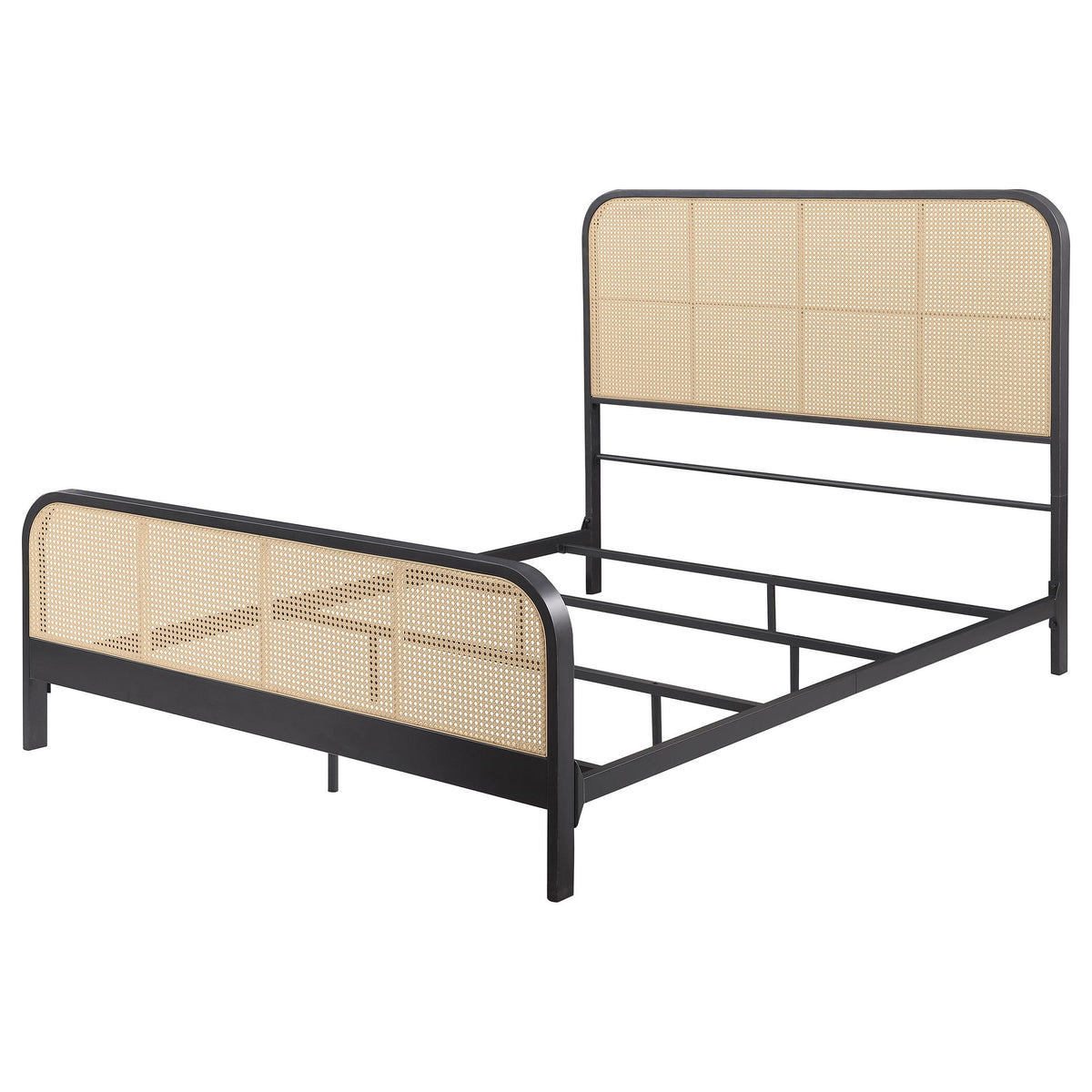 Lanewood Black Polyethylene PE Rattan Upholstered Metal Eastern King Bed from Coaster - Luna Furniture