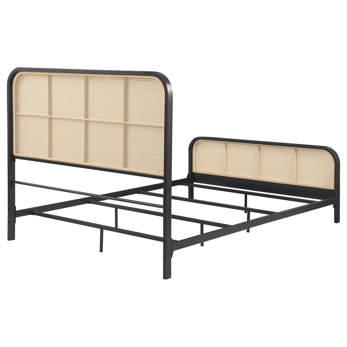 Lanewood Black Polyethylene PE Rattan Upholstered Metal Eastern King Bed from Coaster - Luna Furniture