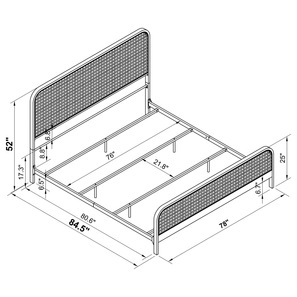 Lanewood White Polyethylene PE Rattan Upholstered Metal Eastern King Bed from Coaster - Luna Furniture