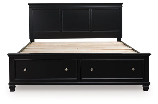 Lanolee Black California King Panel Storage Bed