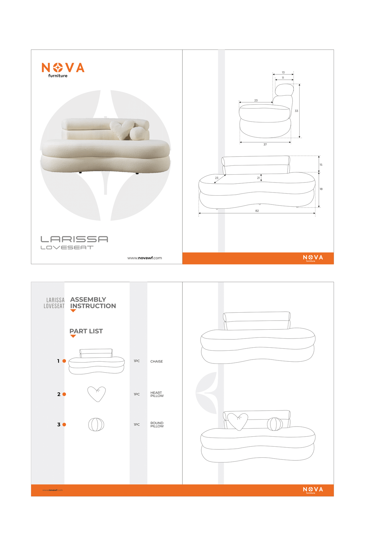 Larissa Ivory Boucle Loveseat from Nova Furniture - Luna Furniture
