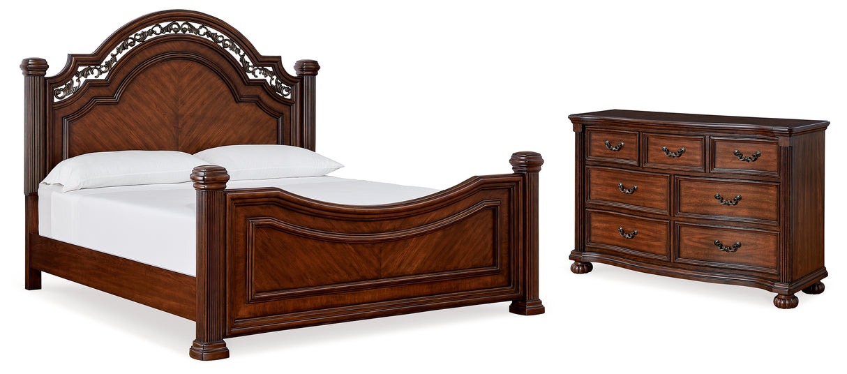 Lavinton King Poster Bed with Dresser in Brown from Ashley Furniture - Luna Furniture