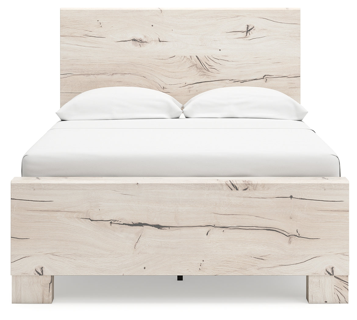 Lawroy Full Panel Bed with 2 Nightstands in Light Natural from Ashley - Luna Furniture