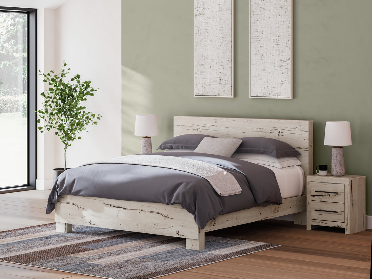 Lawroy King Panel Bed with Dresser and 2 Nightstands in Light Natural from Ashley - Luna Furniture