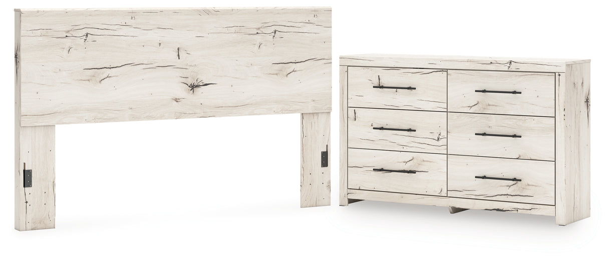 Lawroy King Panel Headboard with Dresser in Light Natural from Ashley - Luna Furniture