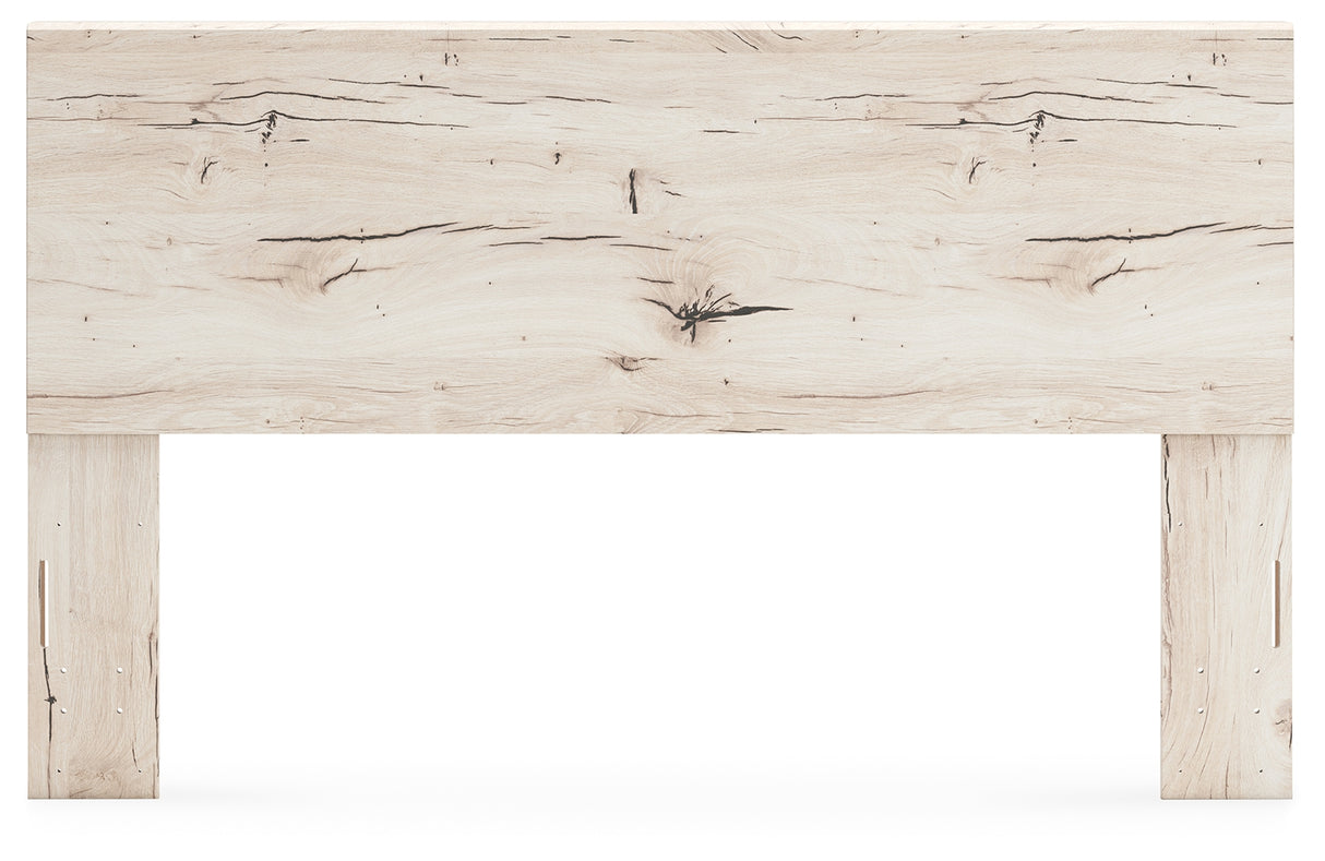 Lawroy King Panel Headboard with Mirrored Dresser and Chest in Light Natural from Ashley - Luna Furniture