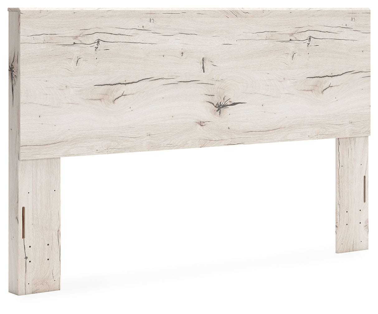 Lawroy King Panel Headboard with Mirrored Dresser and Chest in Light Natural from Ashley - Luna Furniture