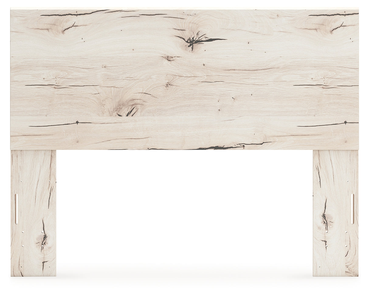 Lawroy Queen Panel Headboard with Mirrored Dresser and Nightstand in Light Natural from Ashley - Luna Furniture