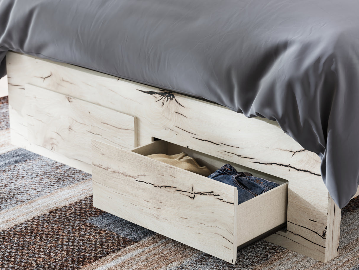 Lawroy Queen Panel Storage Bed with Dresser in Light Natural from Ashley - Luna Furniture