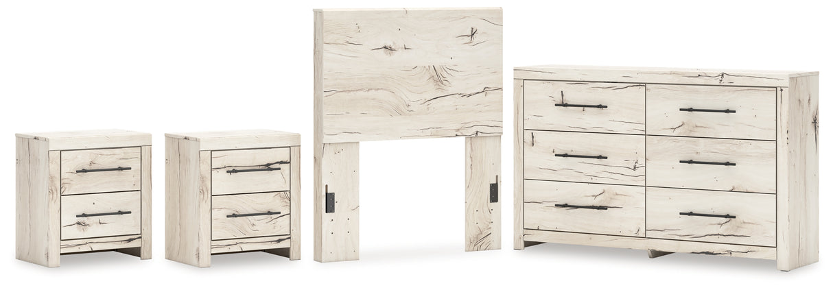 Lawroy Twin Panel Headboard with Dresser and 2 Nightstands in Light Natural from Ashley - Luna Furniture