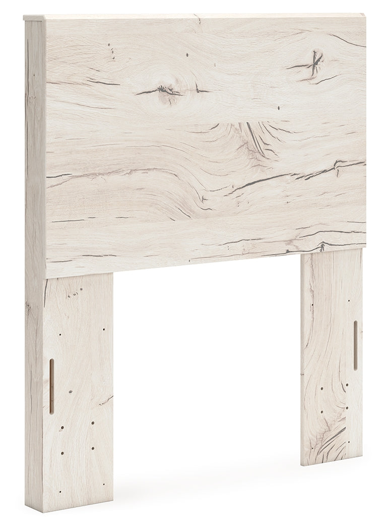 Lawroy Twin Panel Headboard with Mirrored Dresser and Chest in Light Natural from Ashley - Luna Furniture