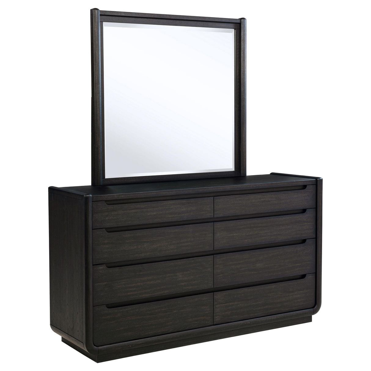 Leandro Burnished Black 8-Drawer Bedroom Dresser with Mirror from Coaster - Luna Furniture