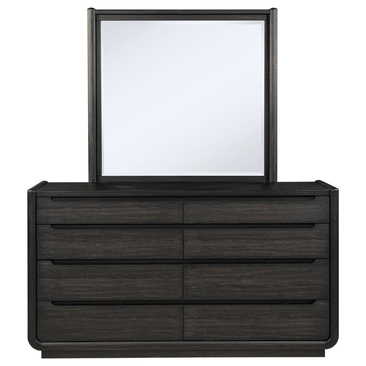 Leandro Burnished Black 8-Drawer Bedroom Dresser with Mirror from Coaster - Luna Furniture