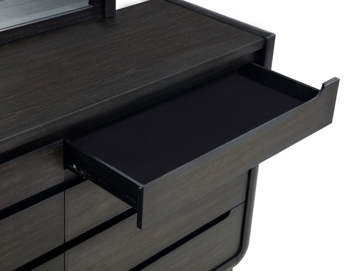 Leandro Burnished Black 8-Drawer Bedroom Dresser with Mirror from Coaster - Luna Furniture