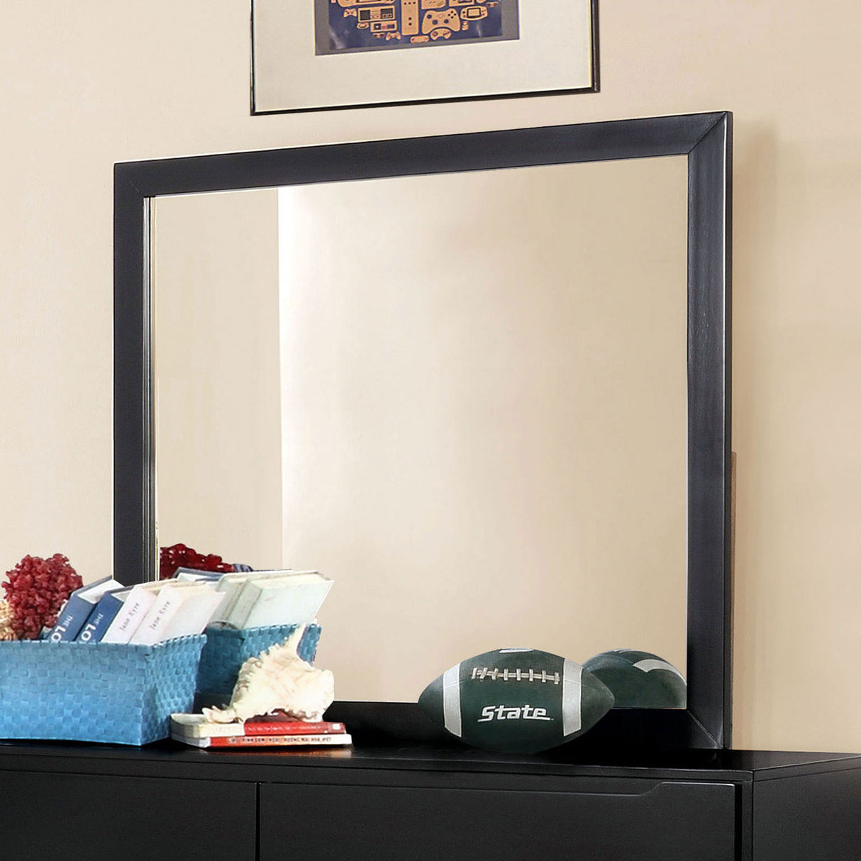 Lennart Black Rectangular Mirror (Mirror Only) from Furniture of America - Luna Furniture