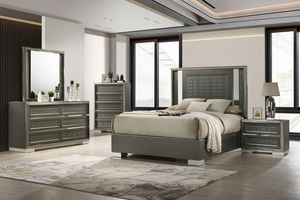 Leyland Dark Gray LED King Platform Bed from Furniture of America - Luna Furniture