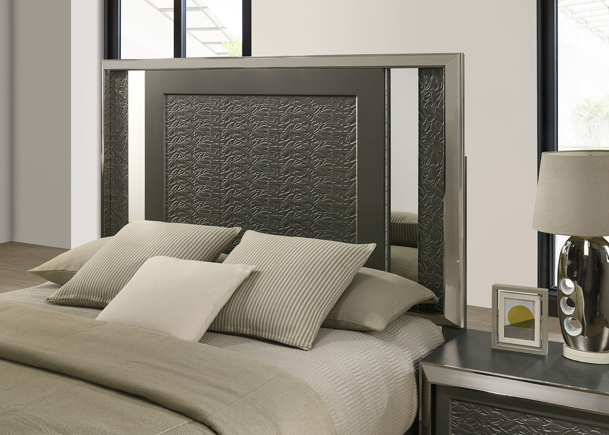 Leyland Dark Gray LED King Platform Bed from Furniture of America - Luna Furniture