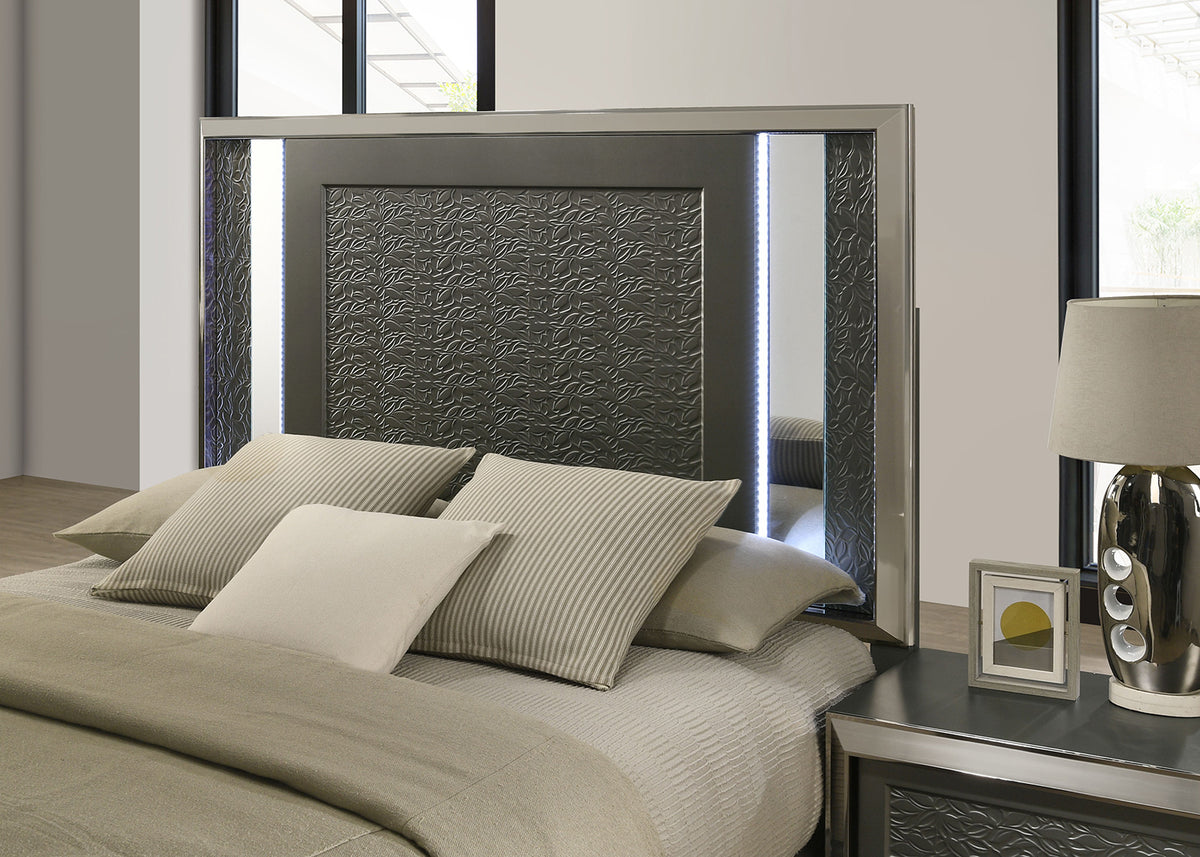 Leyland Dark Gray LED King Platform Bed from Furniture of America - Luna Furniture