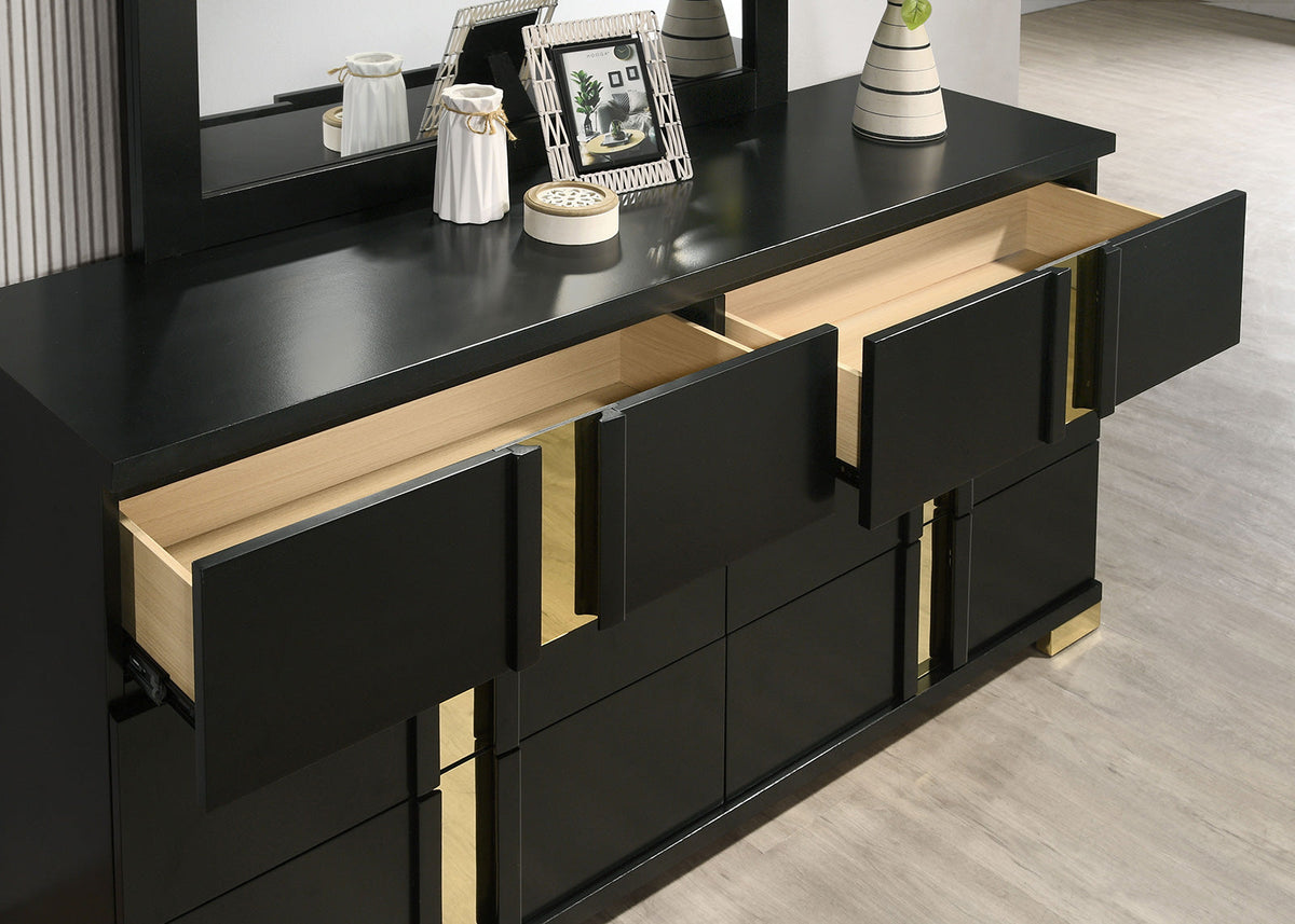 Lillestrom Black/Gold Contemporary Bedroom Set from Furniture of America - Luna Furniture