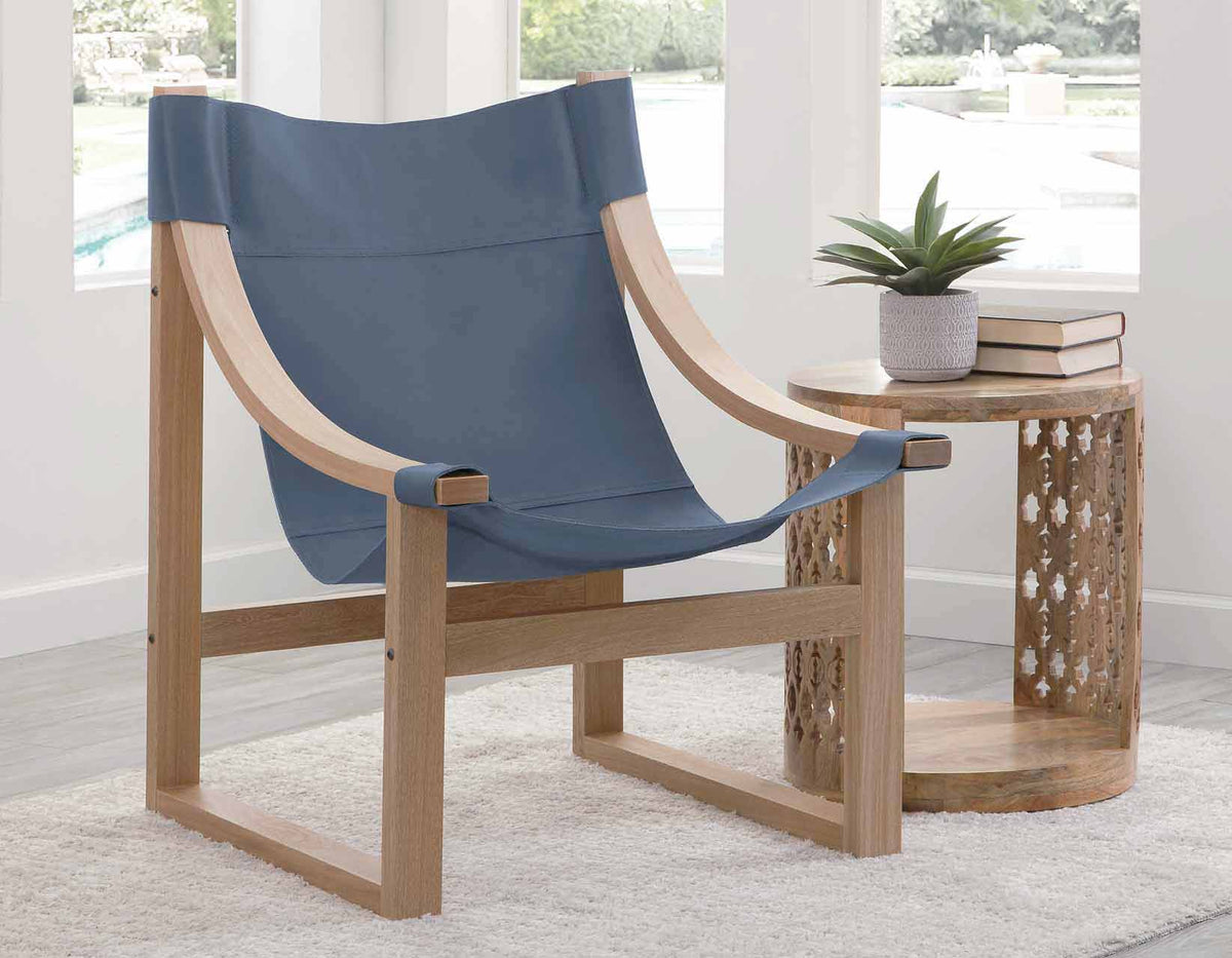 Lima Cobalt Leather Sling Chair from Steve Silver - Luna Furniture