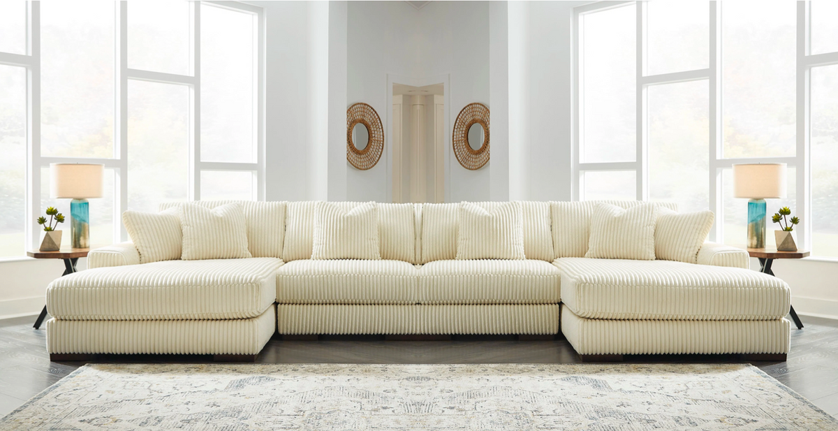 Ashley Lindyn Ivory 4-Piece Double Chaise Sectional – Luna Furniture