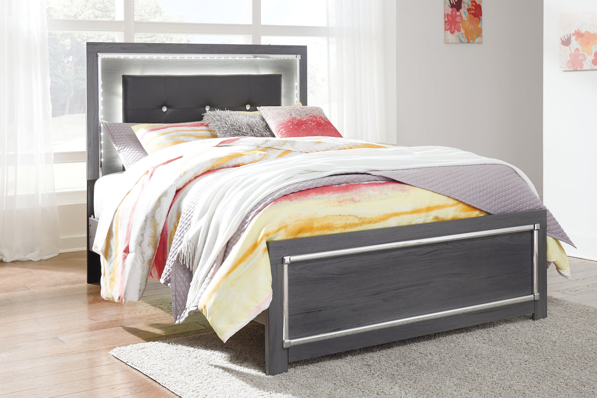 Lodanna Full Panel Bed with Mirrored Dresser and Chest in Gray from Ashley - Luna Furniture