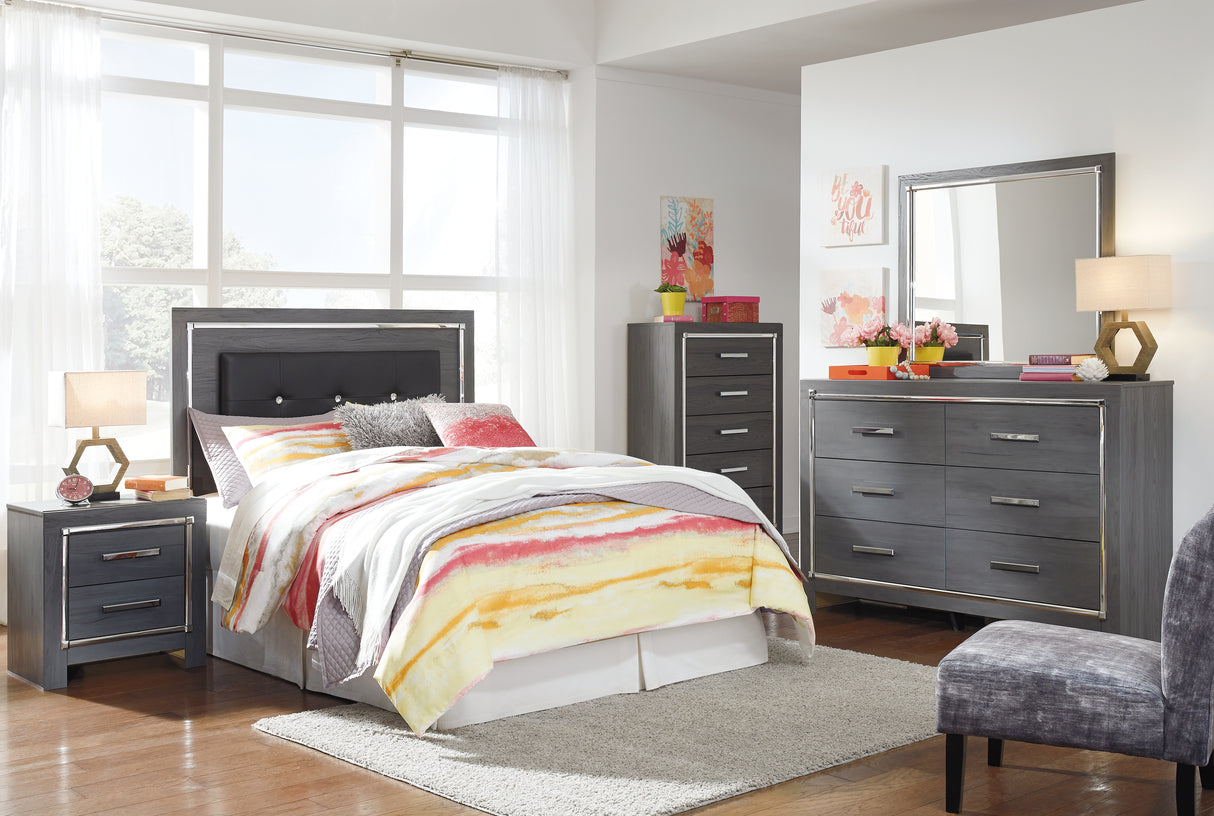 Lodanna King/California King Upholstered Panel Headboard Bed with Dresser in Gray from Ashley - Luna Furniture