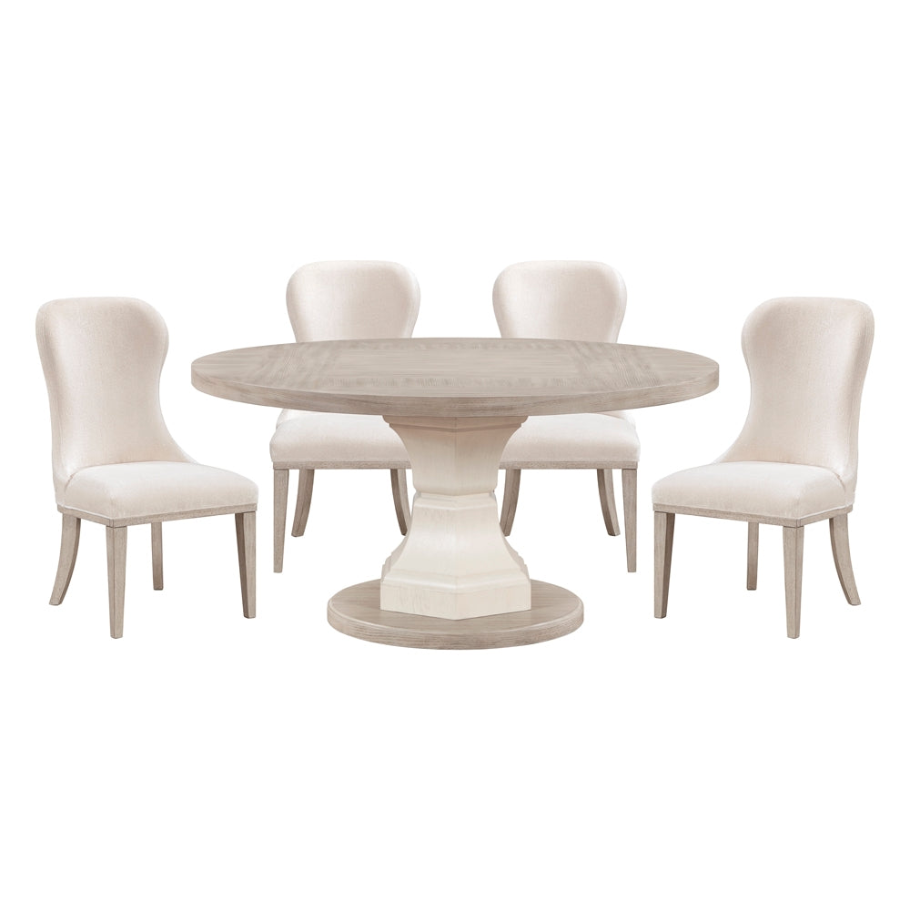 Lofton Light Gray/Ivory 5-Piece 60" Round Dining Set from Homelegance - Luna Furniture
