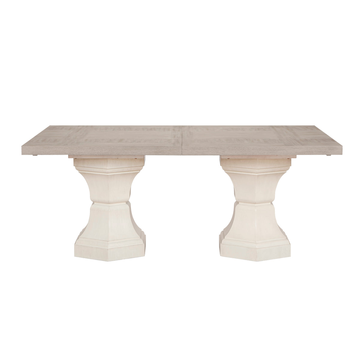 Lofton Light Gray/Ivory 7-Piece 108" Double Pedestal Extendable Dining Set from Homelegance - Luna Furniture
