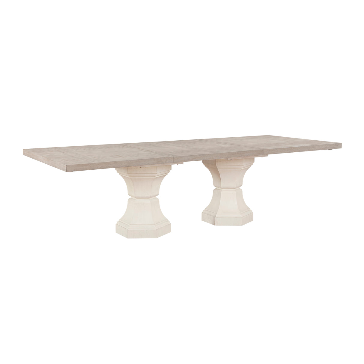 Lofton Light Gray/Ivory 9-Piece 108" Double Pedestal Extendable Dining Set from Homelegance - Luna Furniture