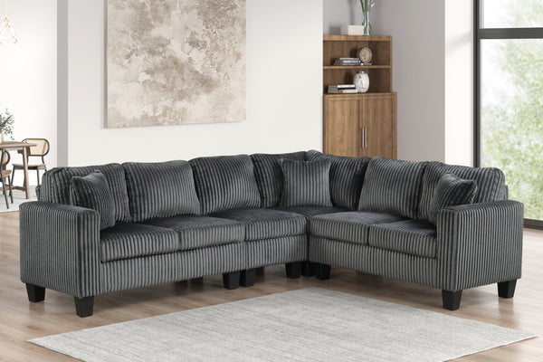 Logan Charcoal Reversible Sectional
