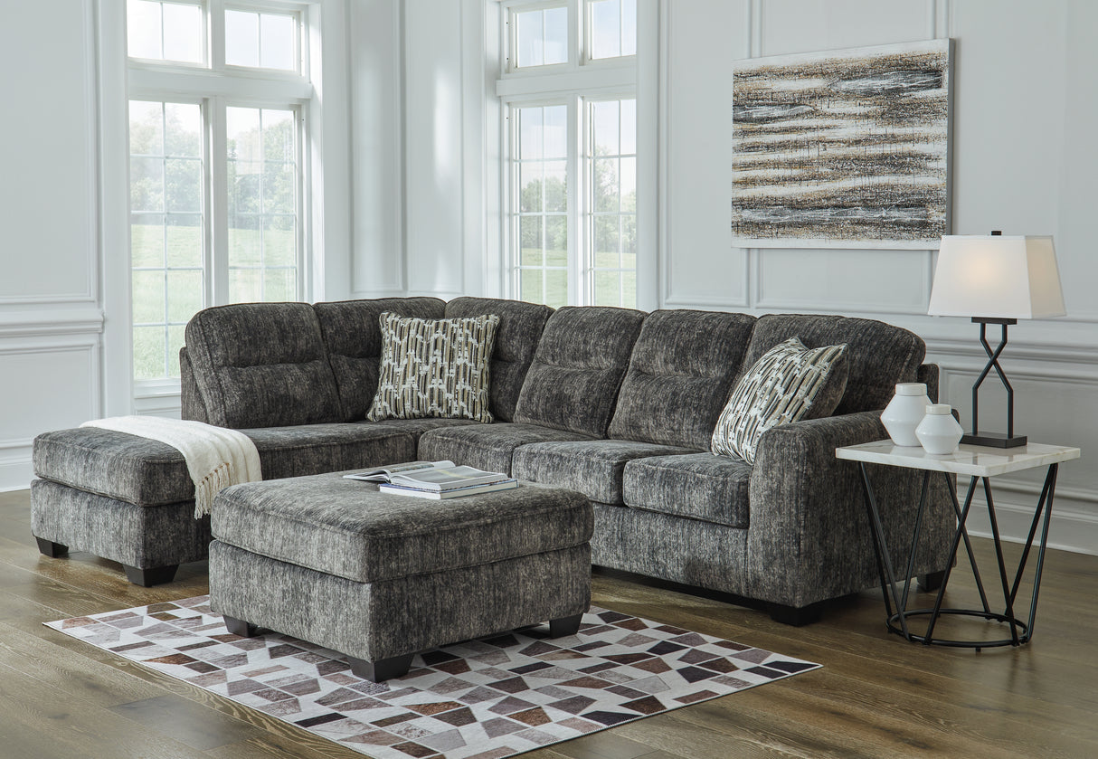 Lonoke Gunmetal 2-Piece Sectional with Ottoman from Ashley - Luna Furniture