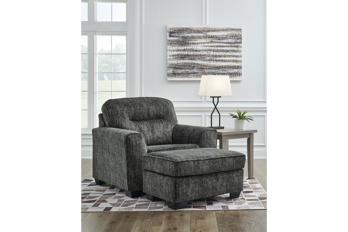 Lonoke Gunmetal Oversized Chair and Ottoman from Ashley Furniture - Luna Furniture