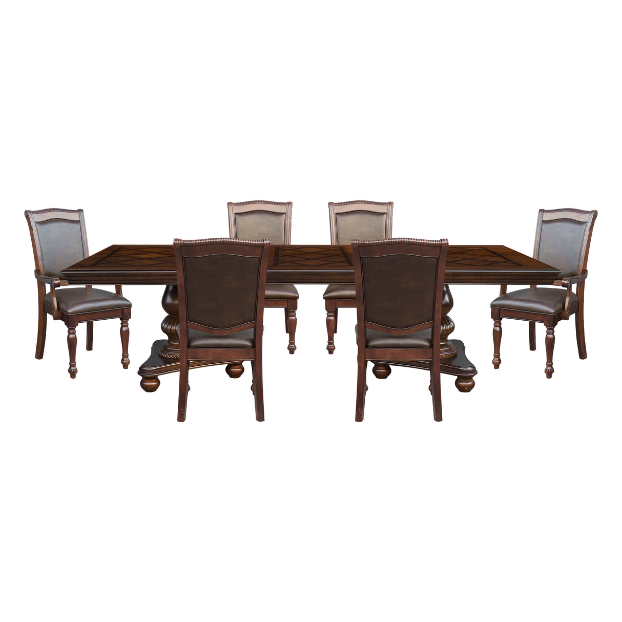 Lordsburg Brown Chery 7-Piece 103" Double Pedestal Extendable Dining Set from Homelegance - Luna Furniture