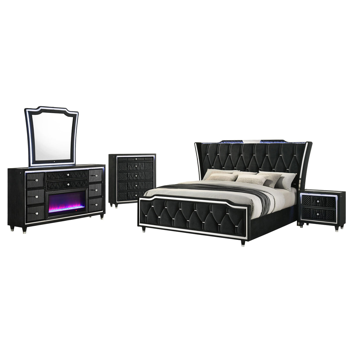 Lorient Black 5-Piece Eastern King Bedroom Set from Coaster - Luna Furniture