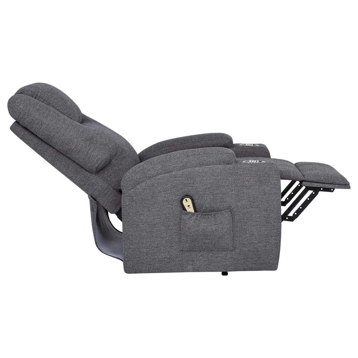 Louie Gray Chenille Upholstered Power Lift Massage Chair from Coaster - Luna Furniture